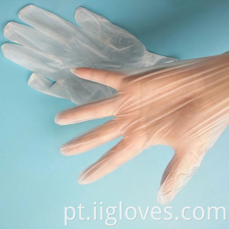 Luvas de vinil descartáveis ​​Luvas de PVC Luvas azuis transparentes /brancos /amarelos Luvas de PVC sem luvas de vinil em pó e em pó